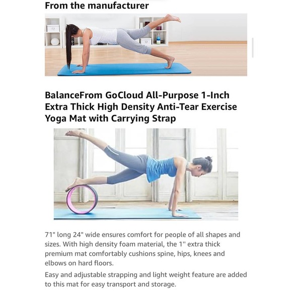 BalanceFrom Fitness GoCloud 1" Extra Exercise Yoga Mat w/Carrying Strap, Green - Picture 5 of 8